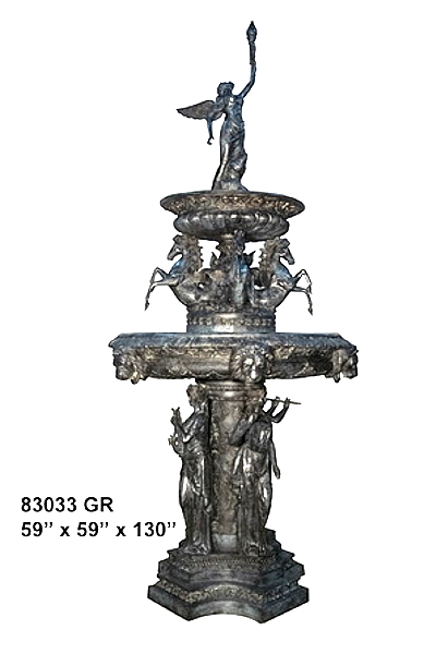 Bronze Musical Ladies Horse Fountain - AF 83033GR