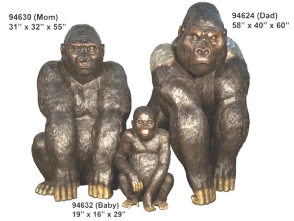 Bronze Gorilla Family Statue
