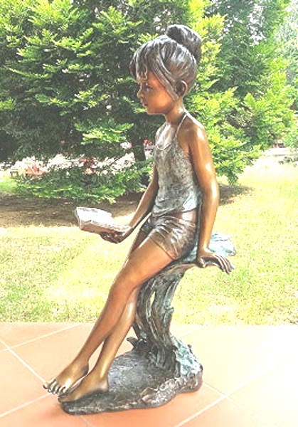 Bronze Girl Reading Statue - KT P-921