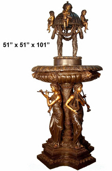 Bronze Musical Ladies Dome Fountain - AF 74332TT