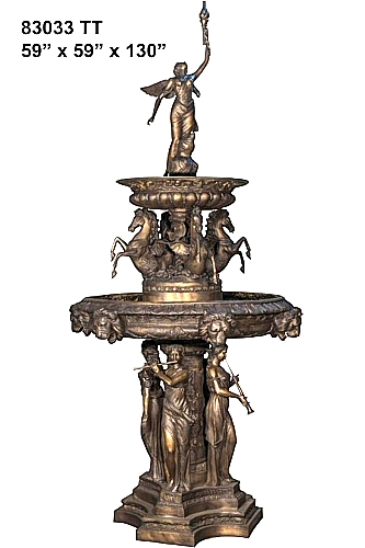 Bronze Four Seasons Ladies Horse Fountain
