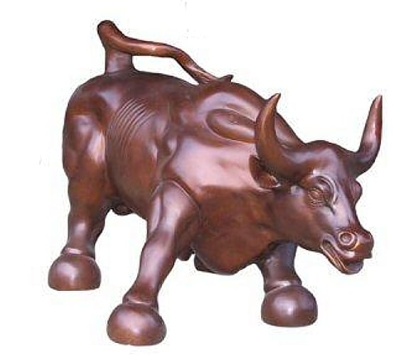 Bronze Life-Sized Wall Street Bull Statue