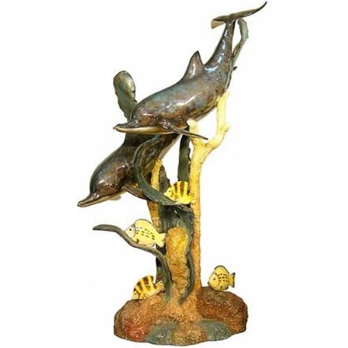 Bronze Jumping Dolphin Fountain Statue - AF 50185NB