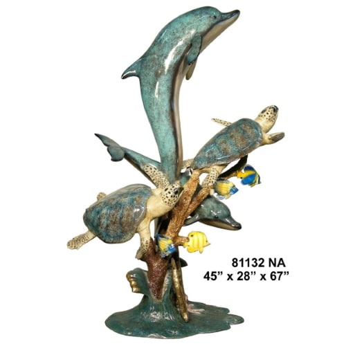 Bronze Jumping Dolphin Fountain Statue - AF 81132NA-F
