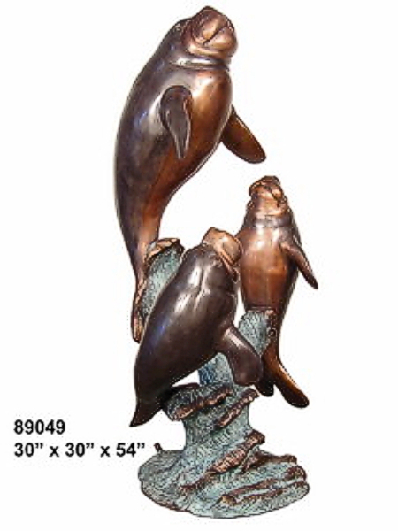 Bronze Manatee Family Statues - AF 89049-S