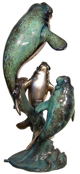 Bronze Manatee Family Statues - AF 89049NA-S