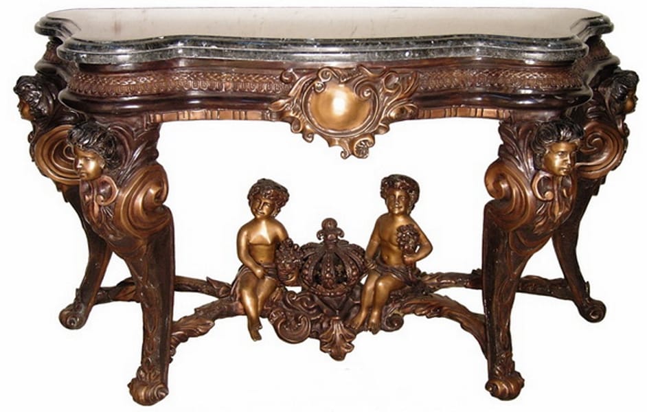 Cupid Bronze Console with Marble Top - AF 52634 TT