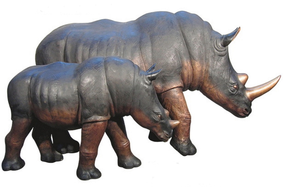 Bronze Rhinoceros Fountain Statue - AF 74395