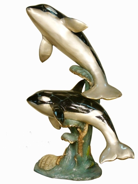 Bronze Orca Killer Whales Fountains