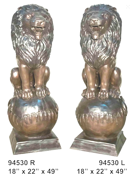 Bronze Lions Statues - AF 94530 (L&R)