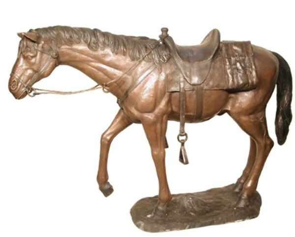 Bronze Western Saddled Horse Statue