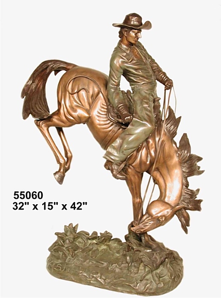 Bronze Cowboy Bucking Bronco Statues