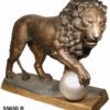 Bronze Lion Pawing Ball Statue (L & R)