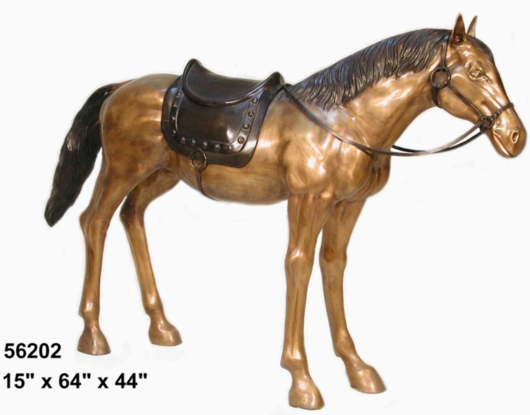 Western Saddle Bronze Standing Horse Statue - AF 56202