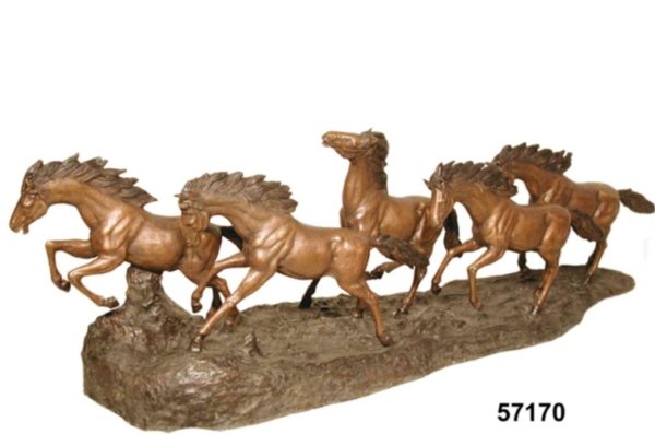 Rampaging Wild Horse Bronze Statue