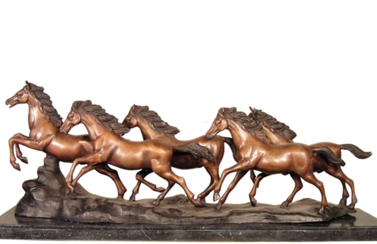 Bronze Stampeding Wild Horses Statue - AF 57496M