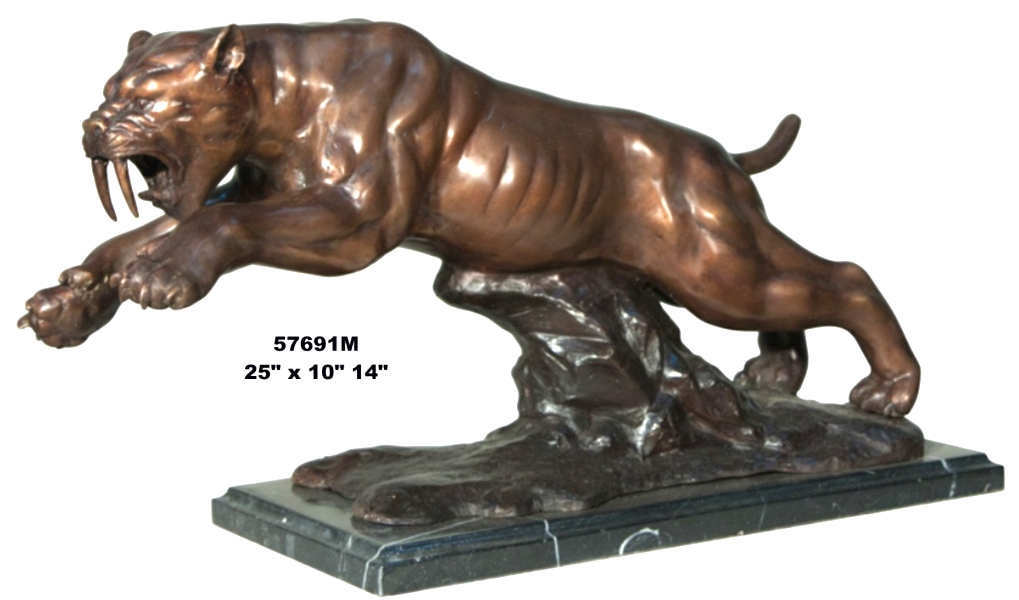 Bronze Saber Tooth Tiger Statue - AF 57691M