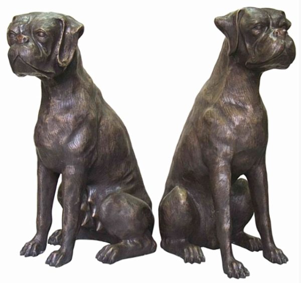 Bronze Boxer Dog Statue (male & female)