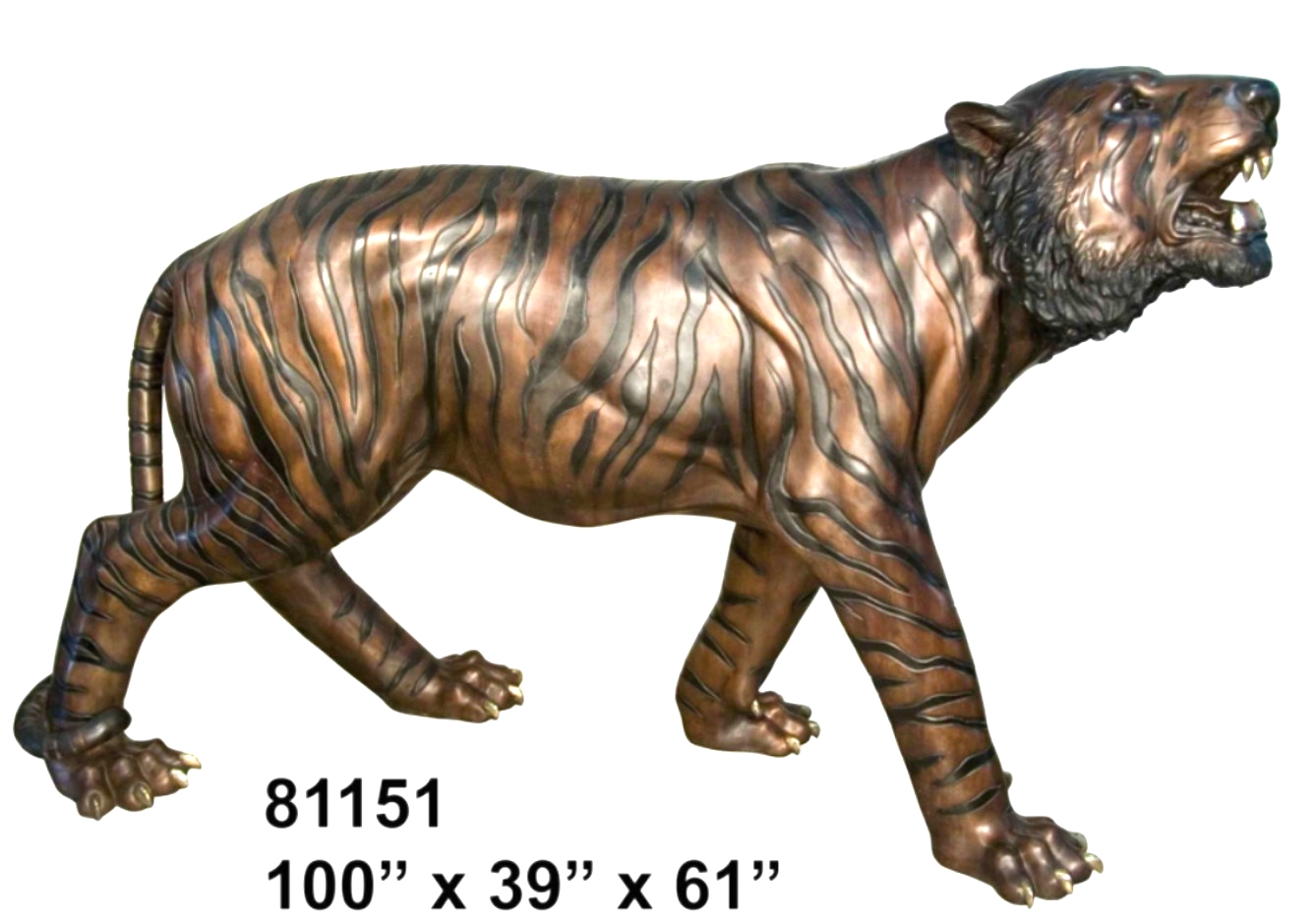 Bronze Roaring Tiger Statue - AF 81151