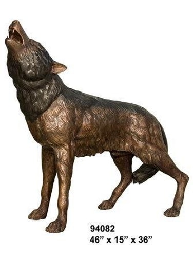 Bronze Howling Wolf Statue - AF 94082