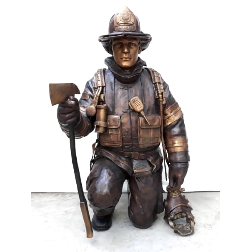 Life-Size Bronze Firefighter Memorial Statue