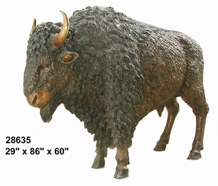 Bronze Life Size Bison Statue - AF 28635