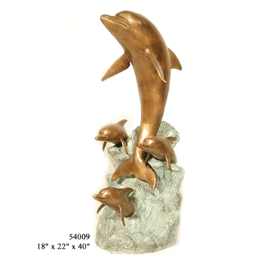 Bronze Jumping Dolphin Fountain Statue - AF 54009 F