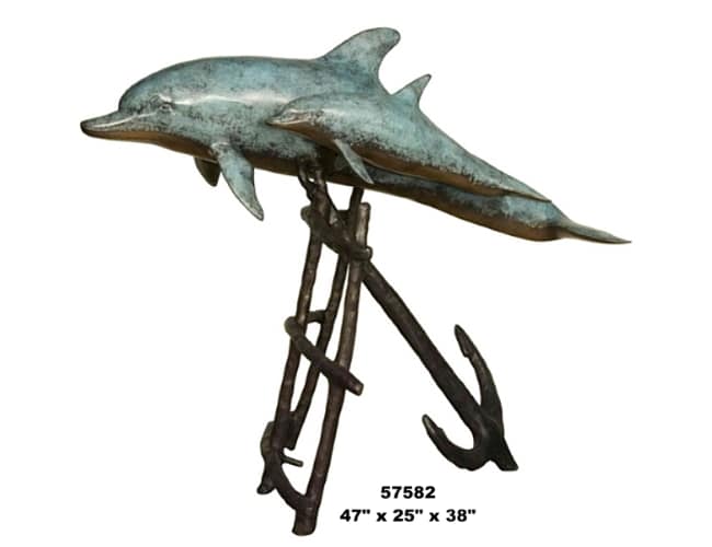 Bronze Jumping Dolphin Fountain Statue - AF 57582-S