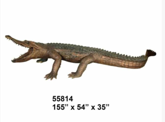 Gigantic Bronze Alligator Crocodile Statue - AF 55814-S