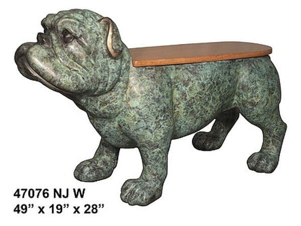 Bronze Bulldog Bench