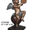 Bronze Child Angel Playing Instrument Statue