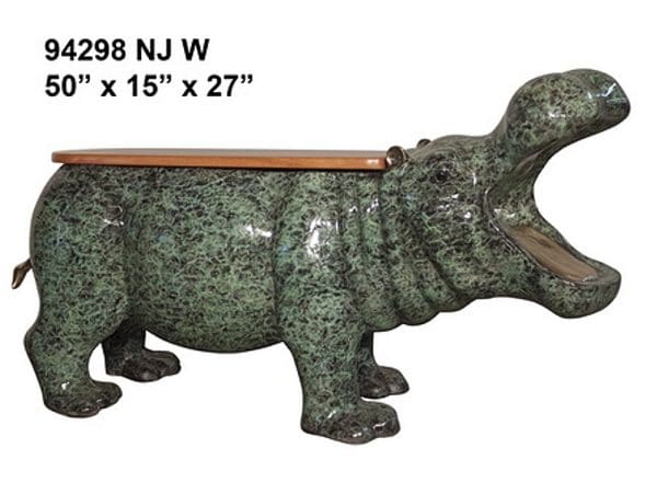 Bronze Hippopotamus Bench