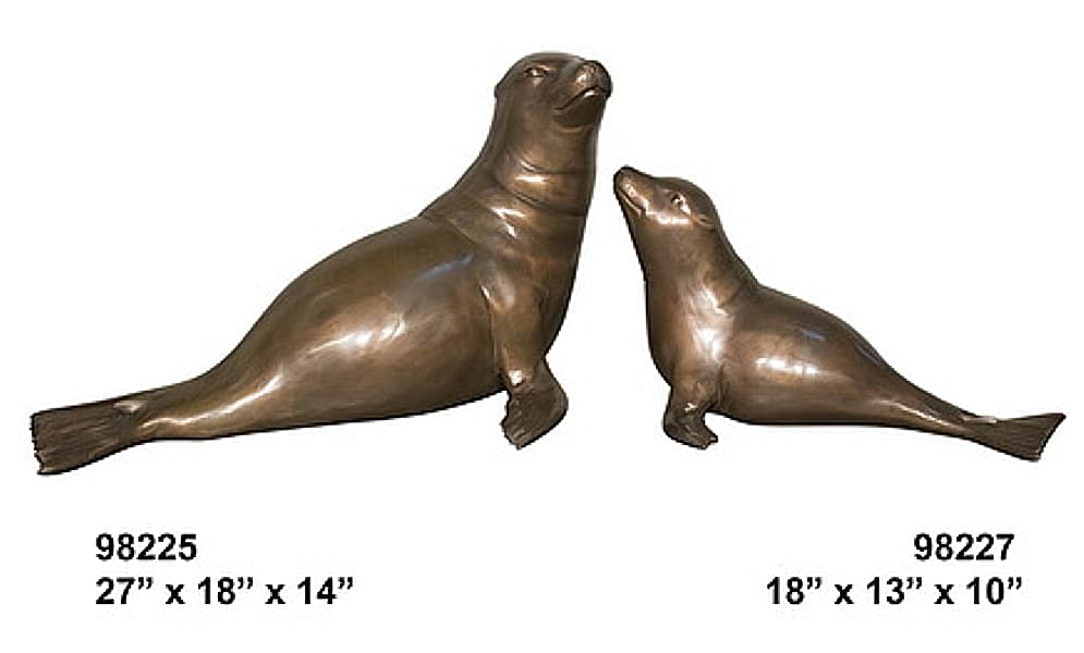 Bronze Mother Seal Pup Statues - AF 98225-27-S