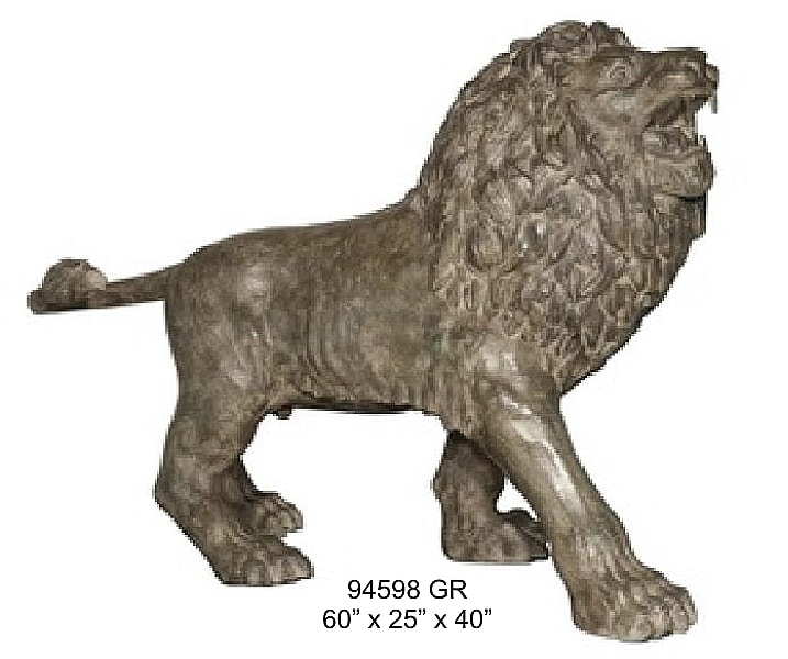 Bronze Growling Lion Statue - AF 94598 GR