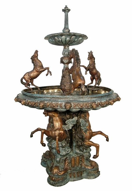 Bronze Horse Tiered Fountain - AF 52636 BG