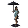 Bronze Boy Carrying Sister Umbrella Fountain