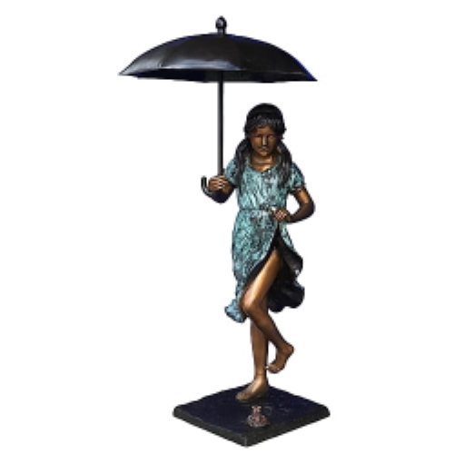 Bronze Girl Umbrella Statue - DK-1889S