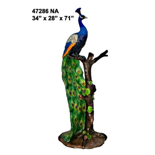 Bronze Colorful Peacock Statue - AF 47286NA