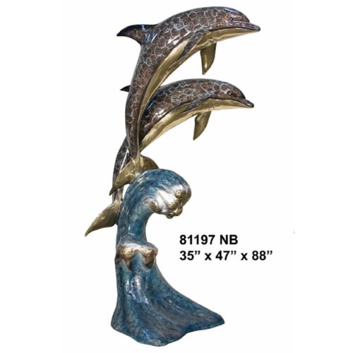 Bronze Jumping Dolphin Fountain Statue - AF 81197NB