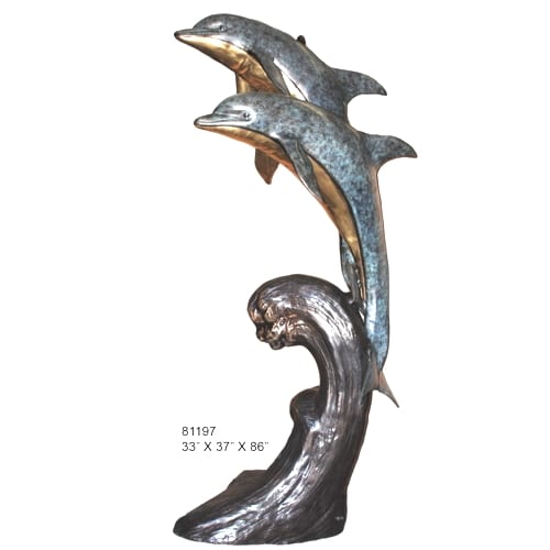 Bronze Jumping Dolphin Fountain Statue - AF 81197
