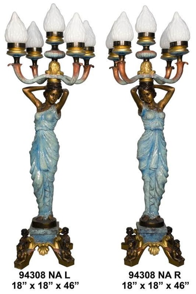 Bronze Ladies Torchiere Lamps - AF 94308NA