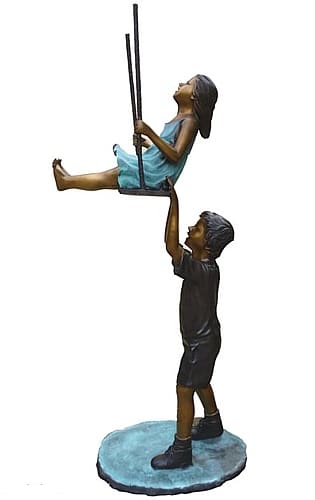Bronze Girl Boy Swing Statue - DK-2390