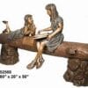 Bronze Sisters Reading on Log Statue