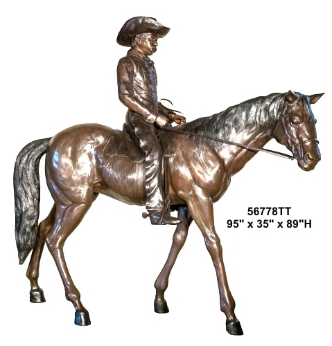 Bronze Cowboy, Spurs, Horse Statue - AF 56778TT
