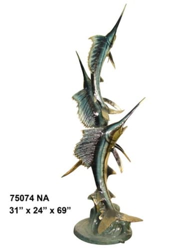 Bronze Jumping Swordfish Fountain - AF 75074 NA