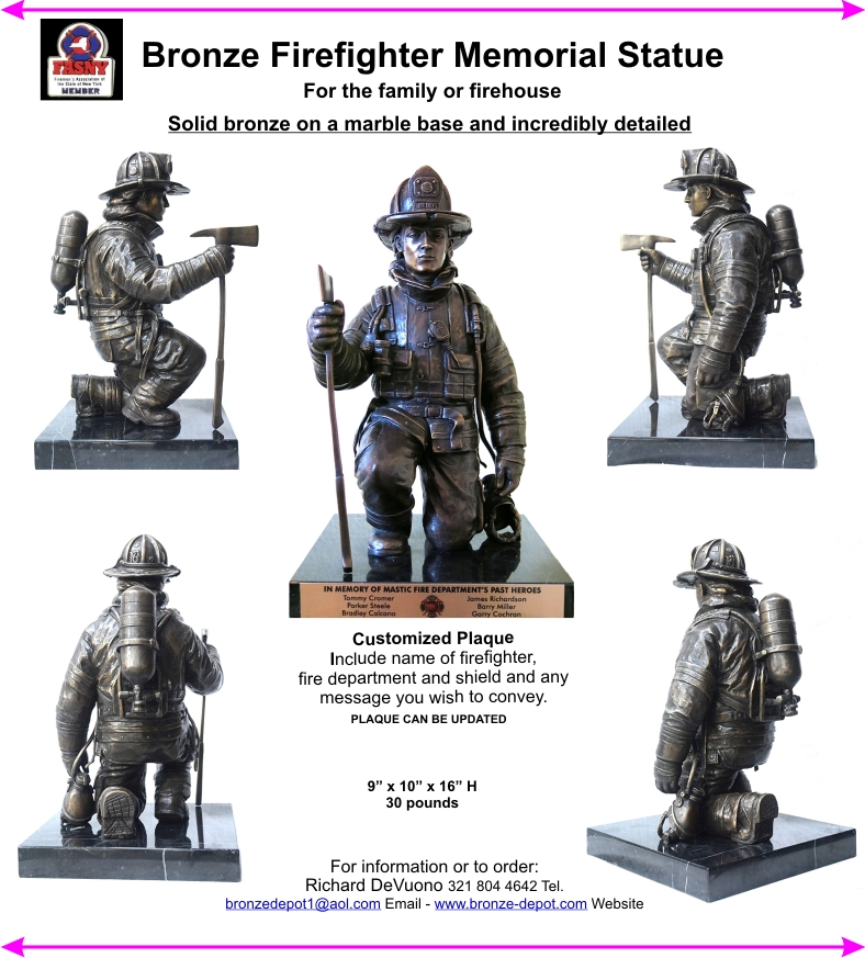 Bronze Firefighter Memorial Statue