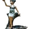 Girl Holding Bird Bronze Statue