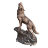 Bronze Howling Wolf on Rock Statue