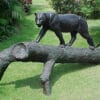 Bronze Growling Black Panther on Rock Statue