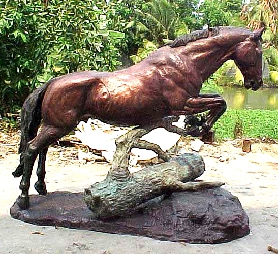 Life-Size Bronze Jumping Horse Statue - PA 1054